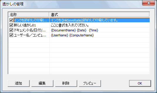 透かしの管理