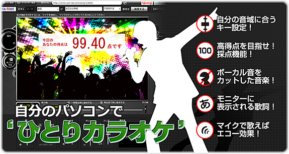自分のパソコンで、ひとりカラオケ