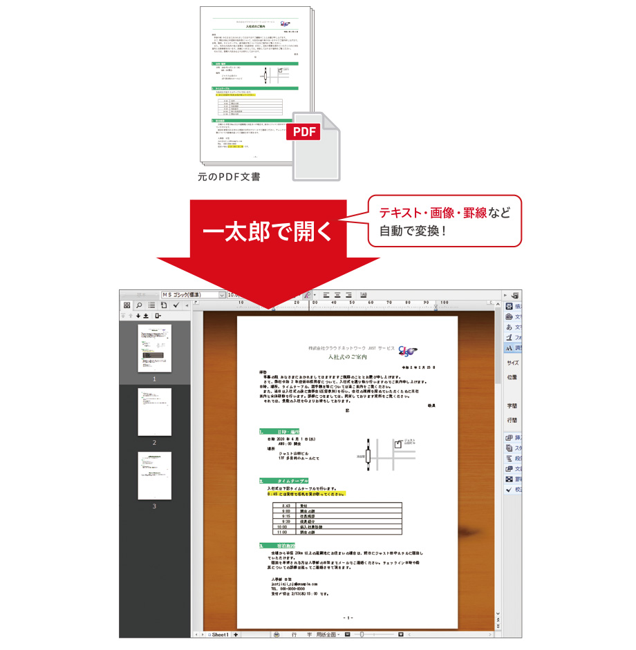 PDFをそのまま編集「PDF文書を開く」